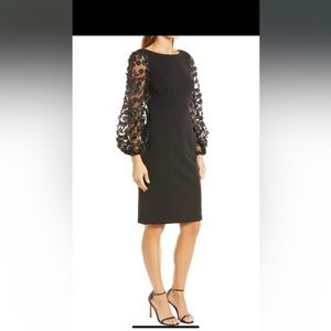 Eliza J long sleeve floral balloon sheath dress